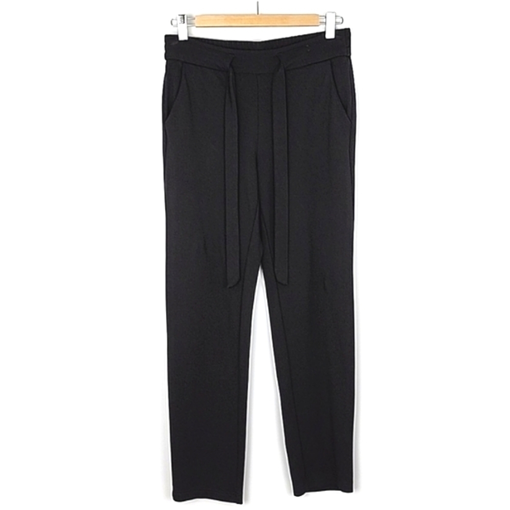Badgley Mischka Front Tie Pants Trousers Stretch Black Elastic  Waist Size Small